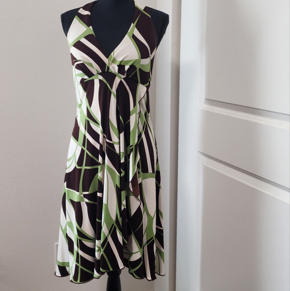 Misa Los Angeles Green Sheath V-Neck Dress